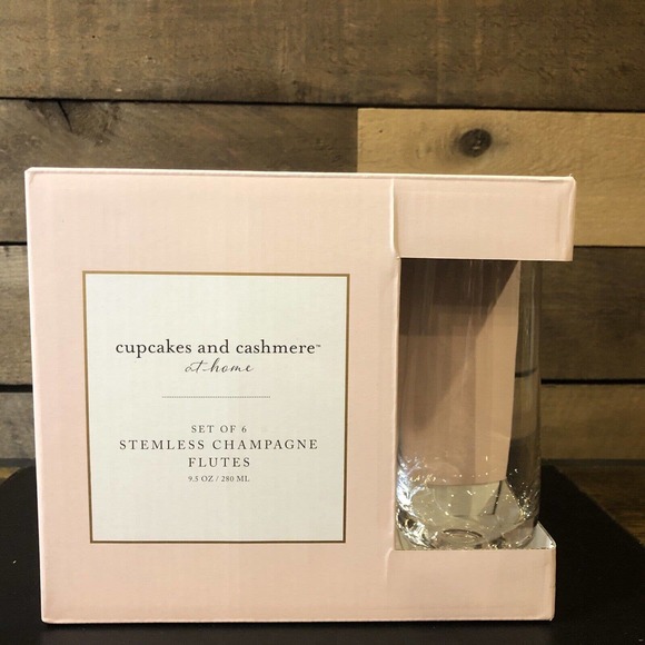 Cupcakes & Cashmere at home Set of 6 Stemless Champagne Flutes New in Box - Picture 6 of 8